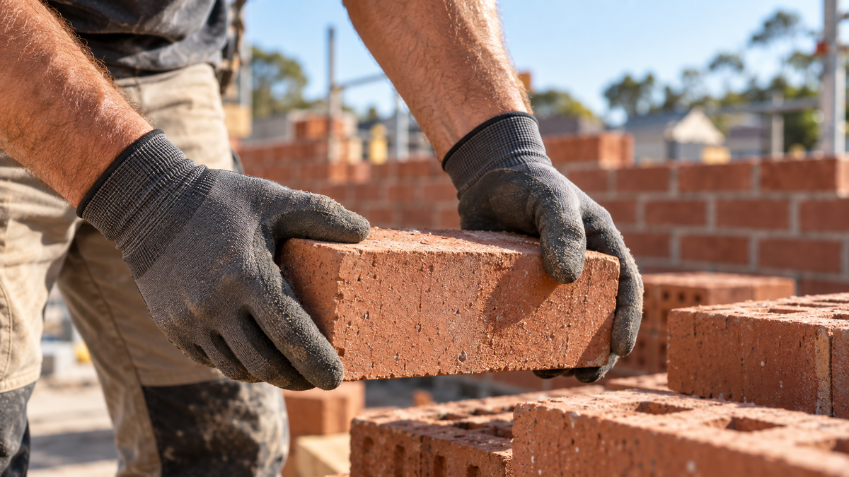 AI-generated editorial image for Bricklaying gloves: grip, durability and fit